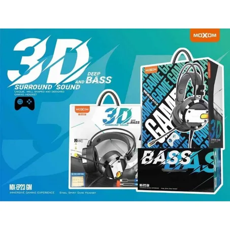 MOXOM MX-EP23 Wired Game Headphone 3D Surround Sound with Detachable Microphone