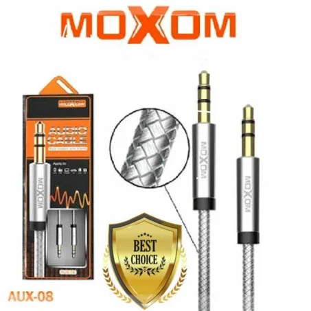 وصلات موكسوم AUX مسمار موسيقي MOXOM AUX-08 Pure Copper Wire 3.5mm Aux Audio 1m Nylon Cable For