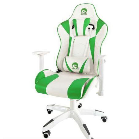 كرسي ألعاب مريح Green Wolf باللون الأبيض والأخضر – تصميم أنيق وقابل للتعديل