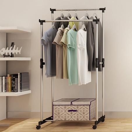 علاقة الملابس المزدوجة إينوكس