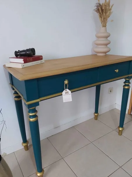 Sacha. Console ou bureau Émeraude et or VENDU