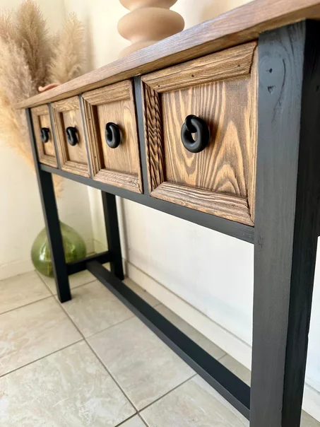Console rustique noir et bois brut ❌Adoptée❌