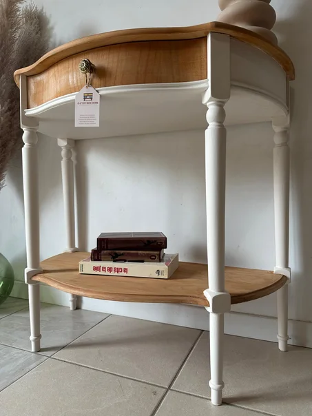 Console demi lune Blanche bois brut ❌Adoptée❌