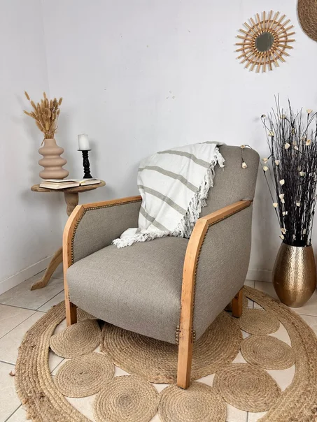 Gauthier. Fauteuil art déco gris chiné