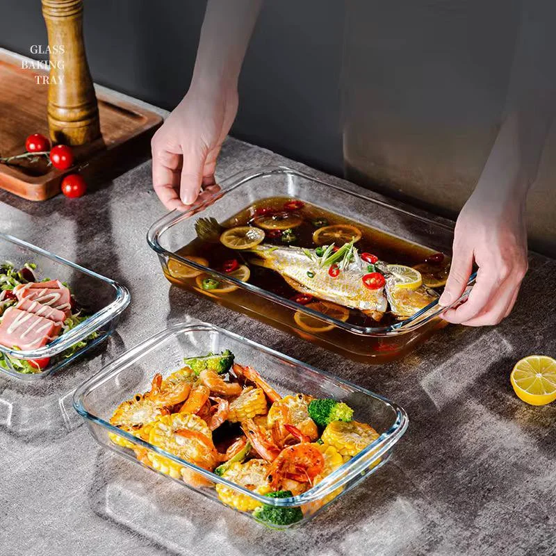 3 psc Pio de cuisson en verre trempé de grande capacité