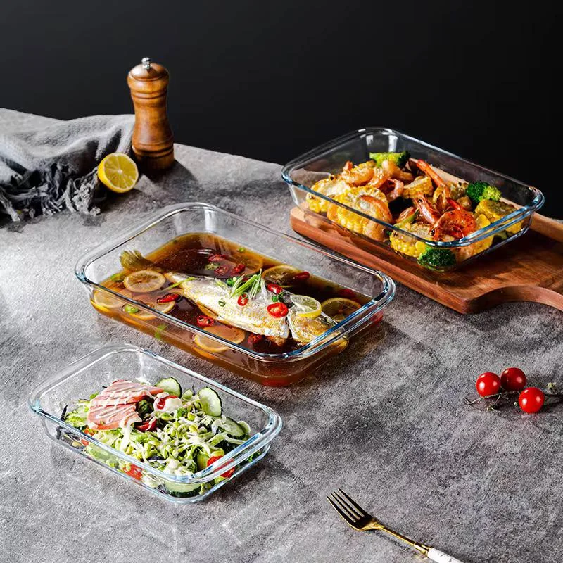 3 psc Pio de cuisson en verre trempé de grande capacité