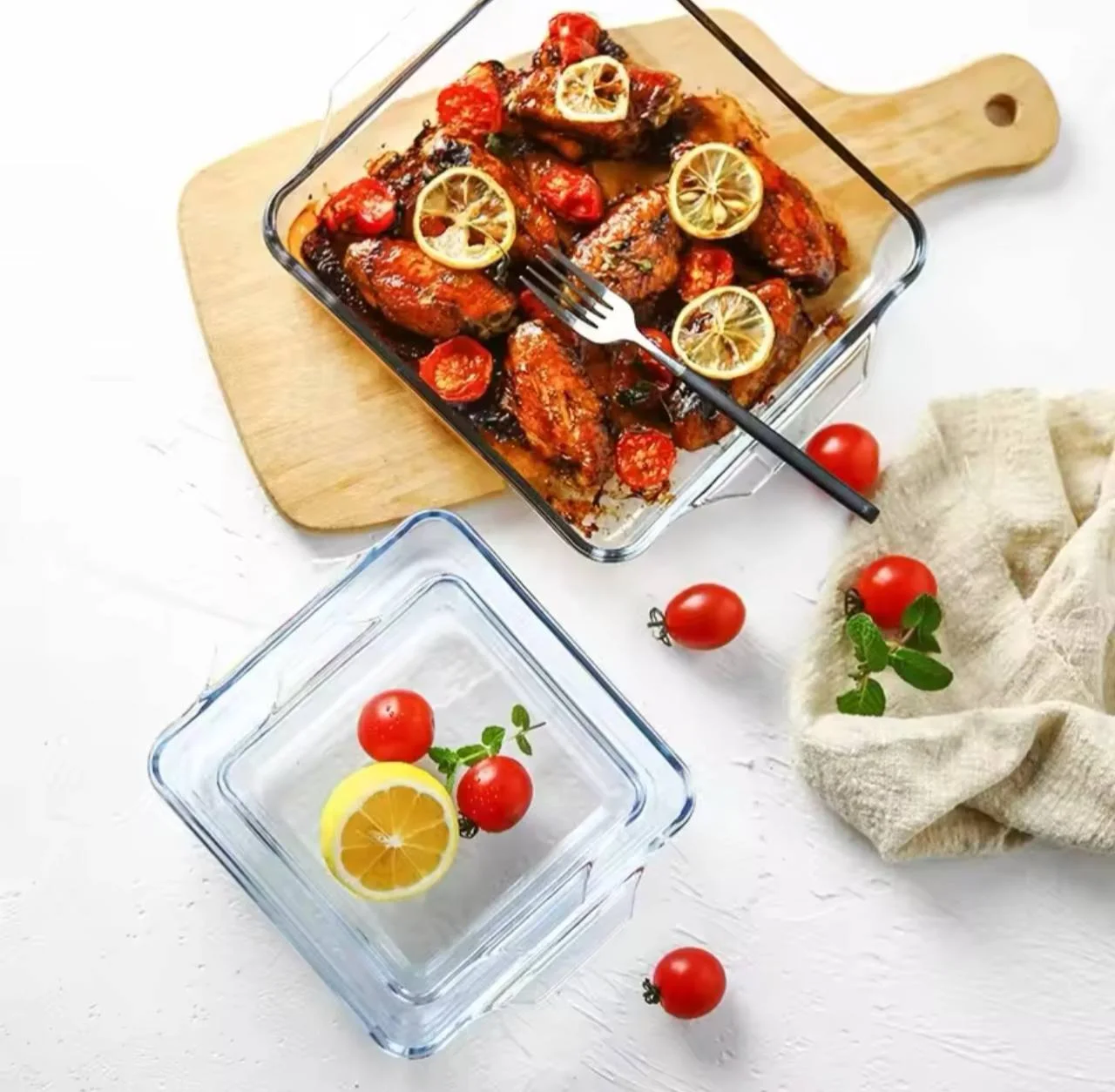 3 psc Pio de cuisson en verre trempé de grande capacité