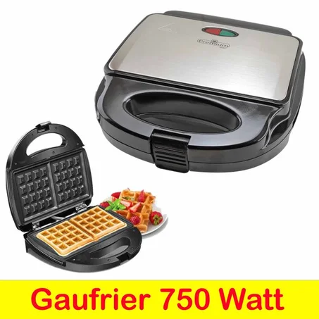 Premium Gaufrier 750 W plaques anti-adhésives // Panini