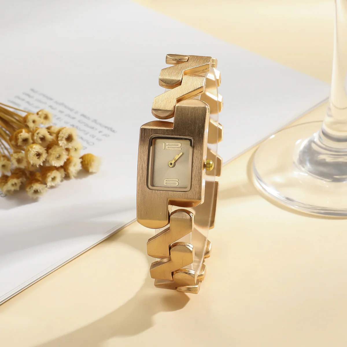 The Crown Set — Golden Watch & Engraved Bangle