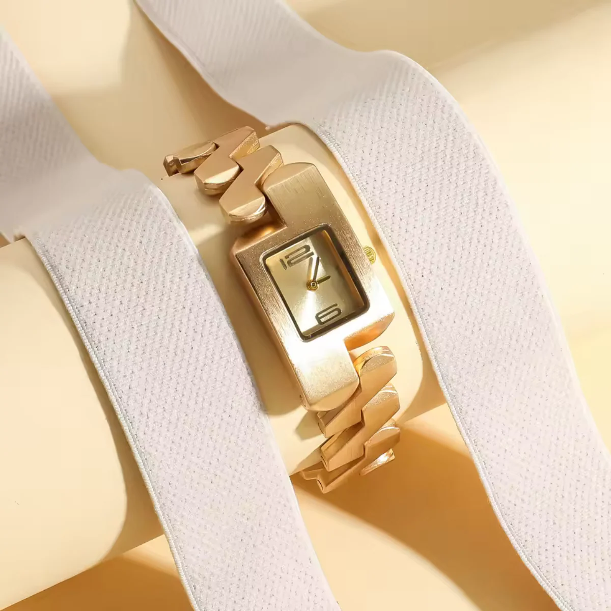 The Crown Set — Golden Watch & Engraved Bangle