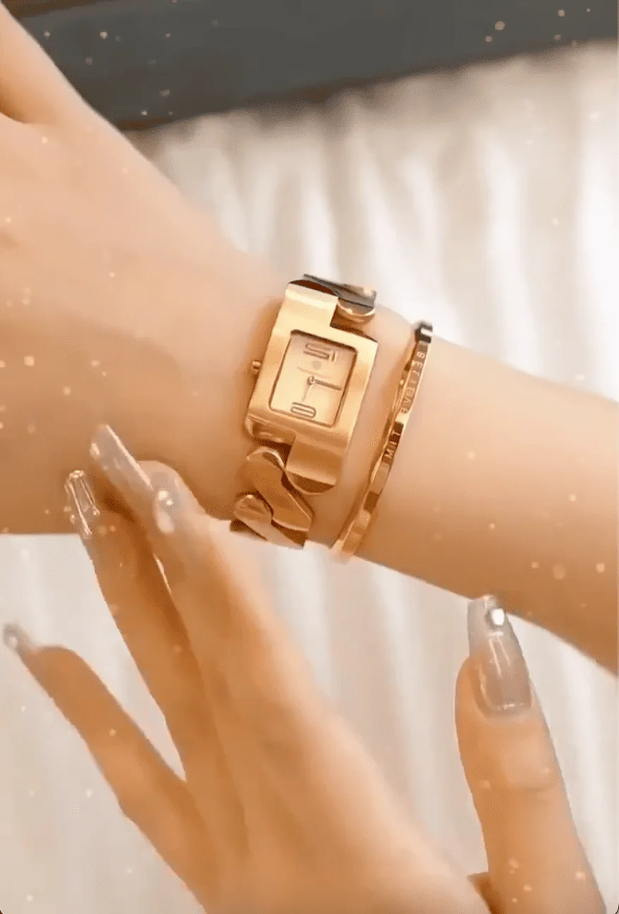 The Crown Set — Golden Watch & Engraved Bangle