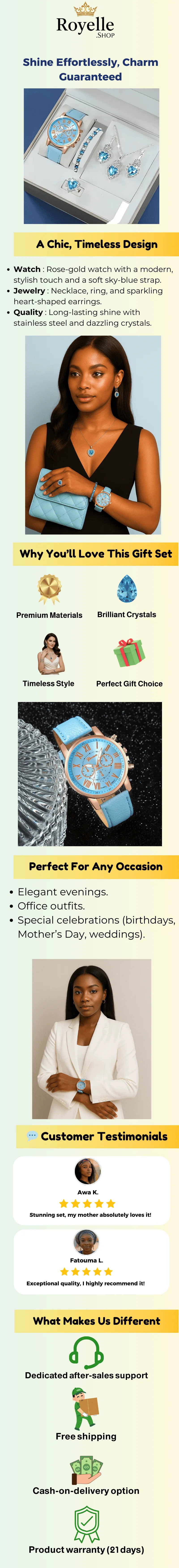 Aurora Blue Luxury Jewelry & Watch Set