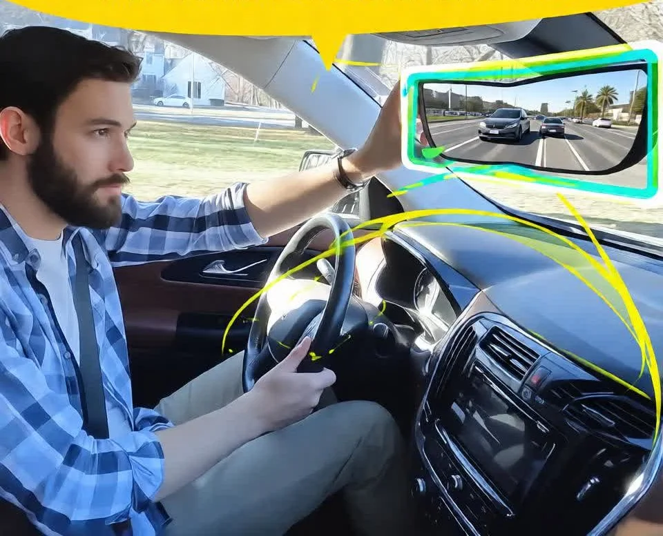 🚗 مراية السيارة بزوايا واسعة – أمان أعلى وثقة أكبر
