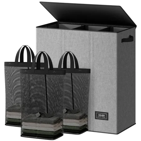 Panier a Linge avec Couvercle, 160L avec 3 sac linge