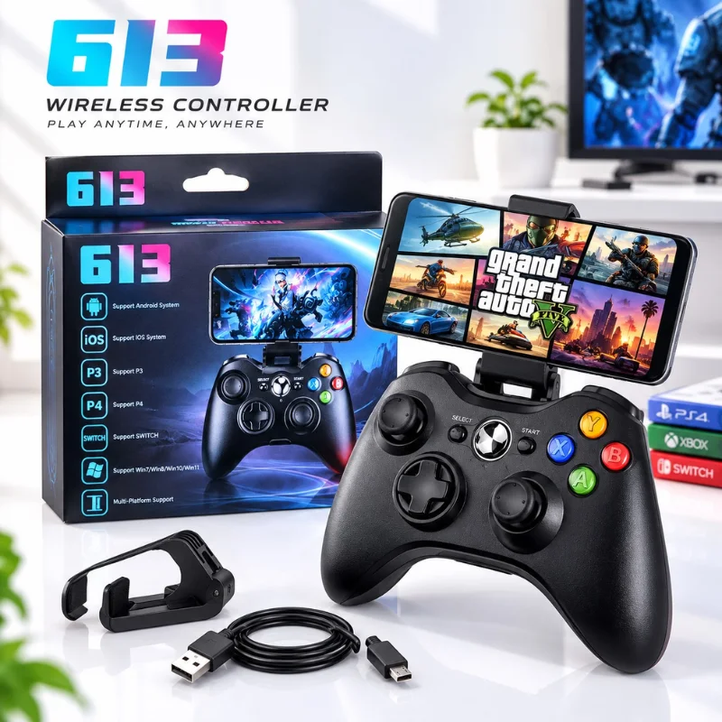 Contrôleur de jeu avec support وحدة تحكم ألعاب تدعم الهواتف الذكية وأجهزة الكمبيوتر