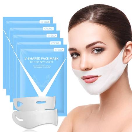 4D V-shaped Ear Hook Face Mask Chin Firmness Slimming Face Masks Gel Face Lift Face Mask Bandage double chin V Shape Mask  3 pieces