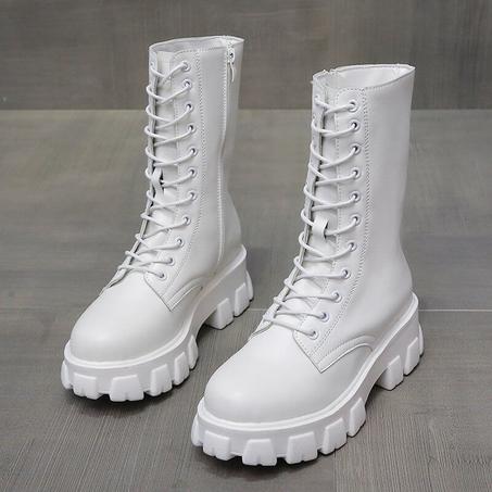 2020 Spring Women White Boots Autumn Fashion