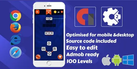 Word Connect .HTML 5 Game + Admob google play console and instant game facebook