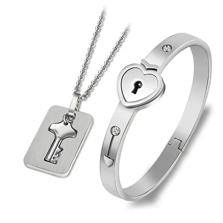 Love Lock Your Heart Bracelet Set
