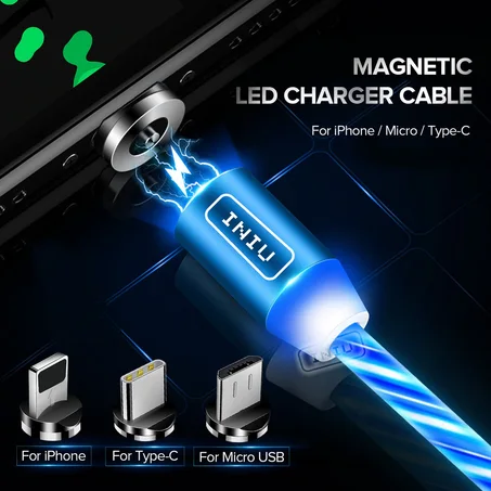 Led Magnetic 3 In 1 Usb Charging Cable