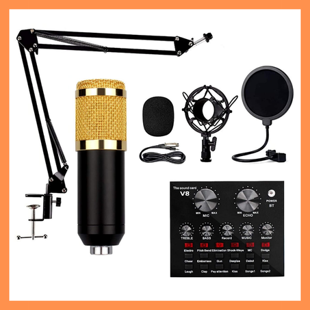 Microphone à condensateur professionnel +Carte son live