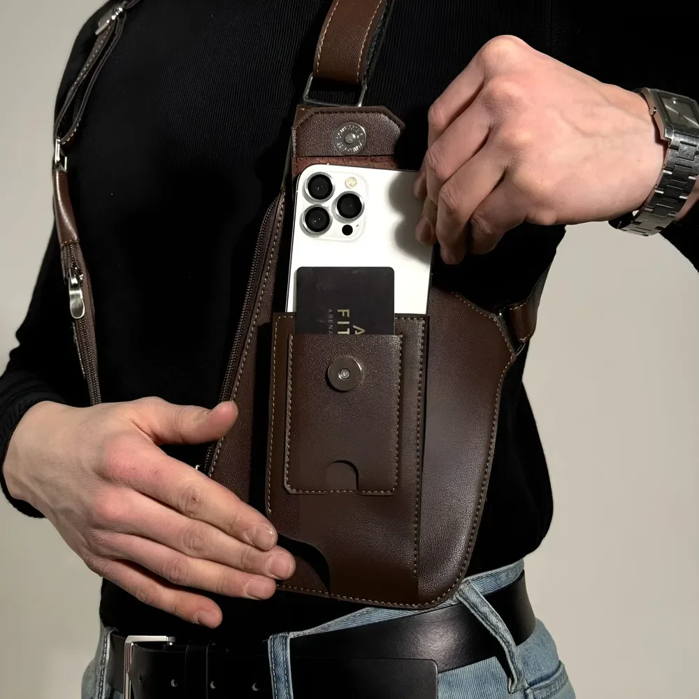 Sac bandoulière en cuir - Cognac