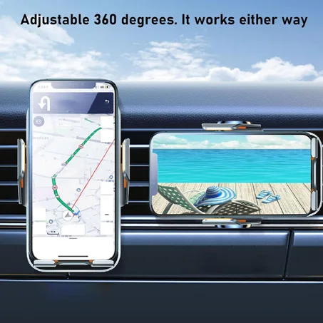 C11 15W شاحن لاسلكي للهاتف حامل هاتف شاحن سيارة يدور 360 درجة - ذهبي (copy)