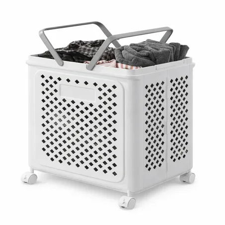 سلة غسيل متنقلة بعجلات – تصميم عملي وعصري