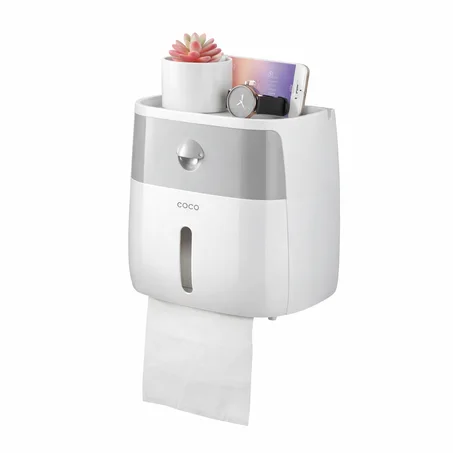 منظم مناديل وحامل ورق التواليت متعدد الوظائف – تثبيت جداري