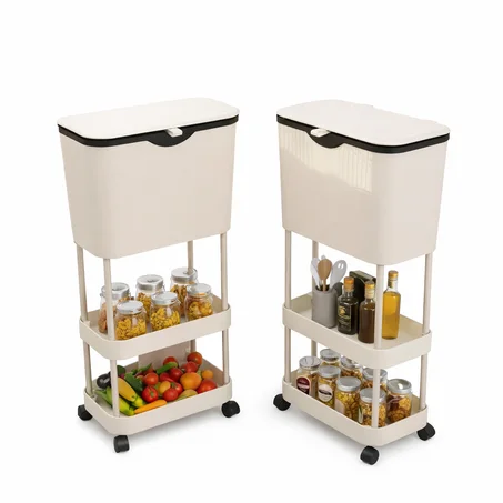خزانة تخزين ذكية للمطبخ بعجلات – متعددة الطبقات