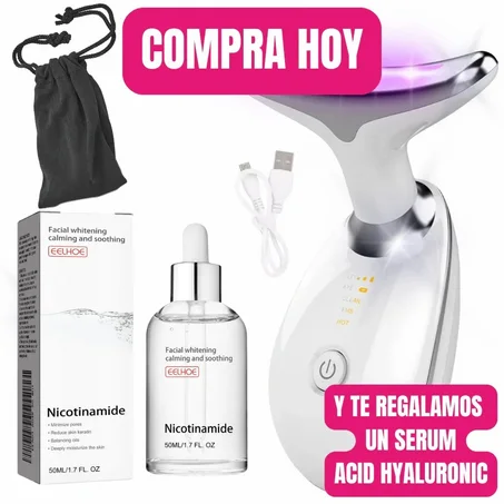 MASAJEADOR CARA CUELLO ANTIARRUGAS + Serum facial con nicotinamida para cuidado de la piel