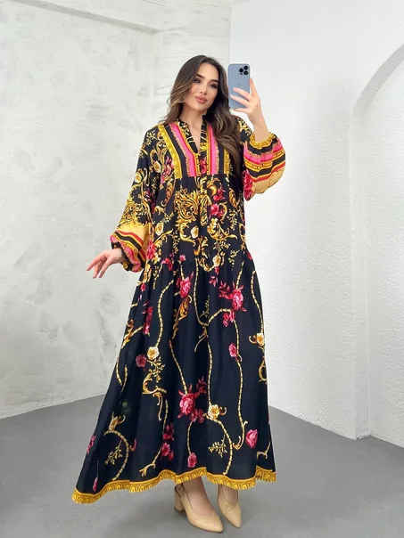 فستان بتصميم أنيق ونقشة مميزة – لمسة عصرية جذابة