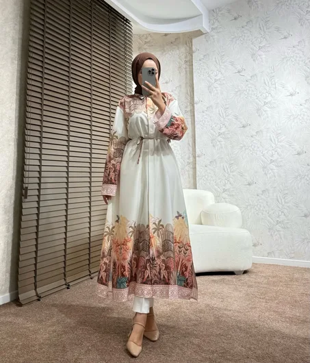 ✨ Ensemble Robe + Kimono Long Turc Imprimé – Collection Premium