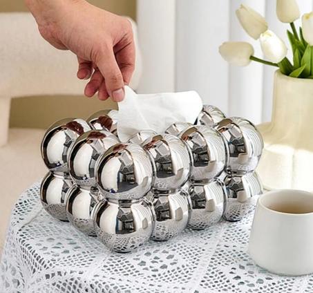 حامل مناديل فضي