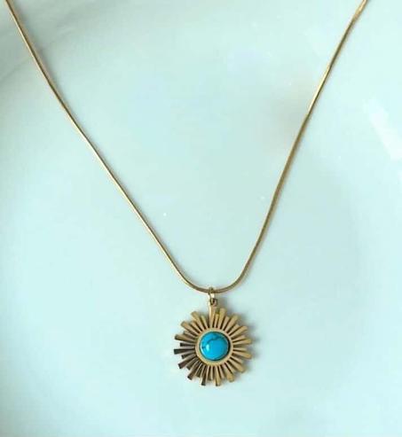 Collier soleil pierre turquoise