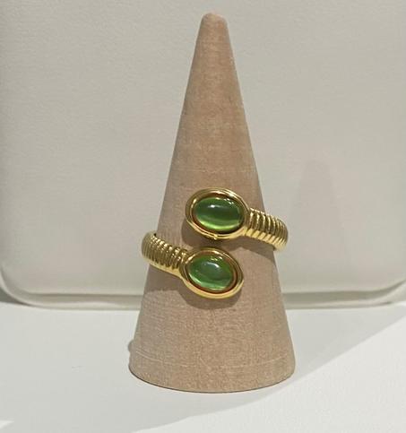 Bague serpent pierre jade