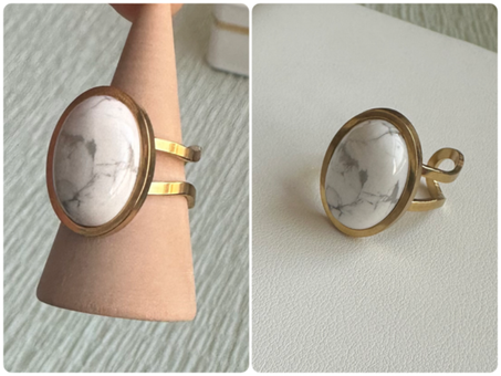 Bague turquoise blanc
