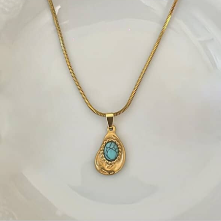 Collier pierre de turquoise goutte d