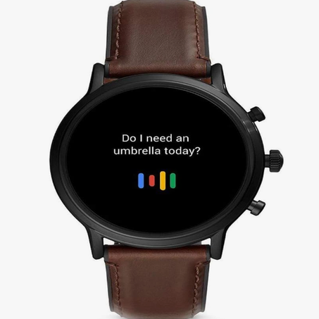 ساعة ذا كارليل اتش ار الذكية الرقمية للرجال بمينا بالوان متعددة وسوار جلدي من فوسيل - FTW4026، بني