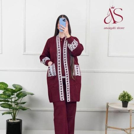 لأنك تستاهلي كل ما هو فاخر وراقي 👑🌸جديد فصل الشتاء 👗 اونصومبل3 قطع موديل متميز يلبي الطلب ديال صحبات الذوقق الرفيع💃