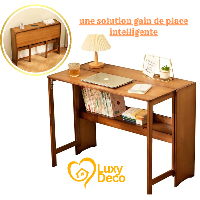 Bureau Pliable en Bois – Gain de Place & Élégance