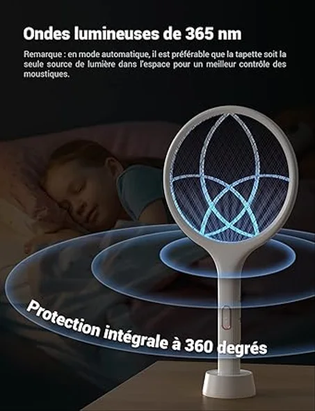 🔥🦟RAQUETTE UV ANTI-MOUSTIQUES (ANTI-INSECTES) RECHARGEABLE 2 EN 1 🪰🔥 La Raquette qui attire et terrorise tous les insectes