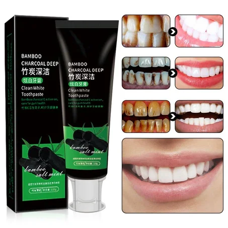 🔥Dentifrice Blanchissant au Charbon de Bamboo 🔥Le Secret d'un sourire éclatant et irrésistible, des dents toutes blanches et mieux soignées 🪥🦷😁