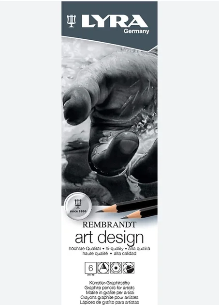 ensemble de 6 crayons graphite Lyra Rembrandt Art Design.