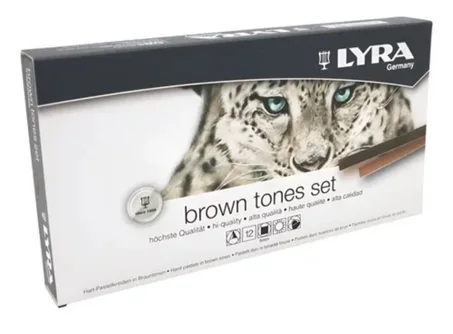set de 12 pastels durs Lyra Polycrayons "Brown Tones" (nuances de bruns).