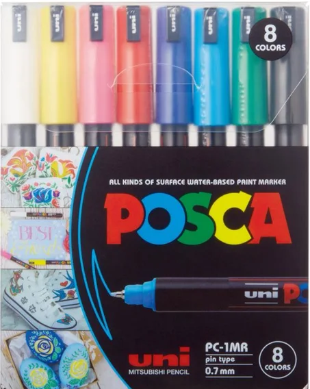 ensemble de 8 marqueurs peinture Posca PC-1MR de Uni-ball.
