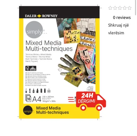 bloc de techniques mixtes Daler-Rowney Simply A4.