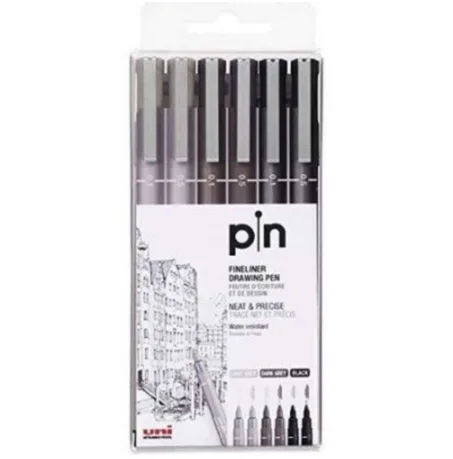paquet de feutres de dessin Uni Pin Fineliner.