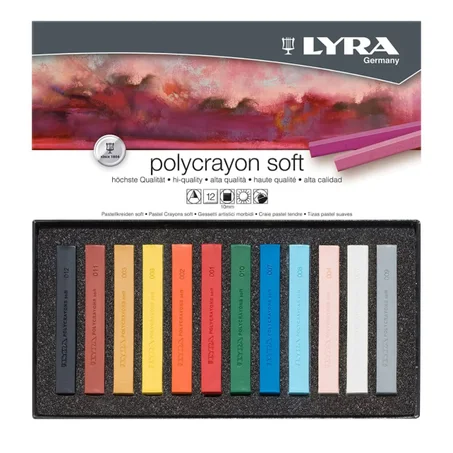 boîte de 12 pastels tendres Lyra Polycrayons Soft.