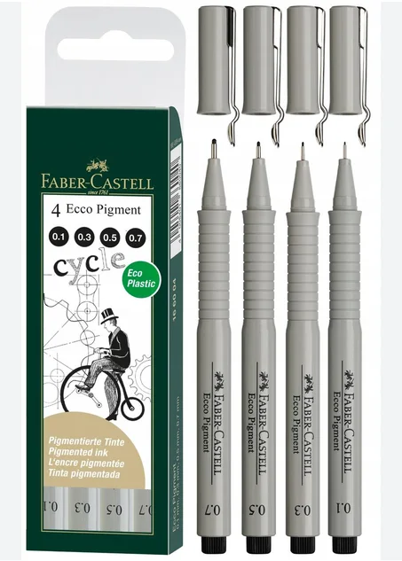 4 feutres techniques Ecco Pigment de Faber-Castell.